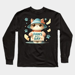 Pawsitively Charming: A Lovely Day with Sweet Cat Paws Long Sleeve T-Shirt